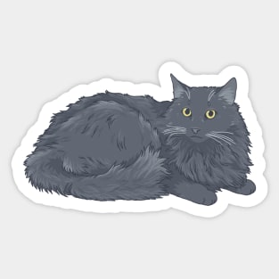 Black Long Hair Cat Sticker
